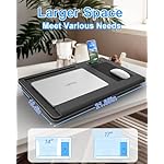 Laptop Lap Desk, Portable Large Laptop Desk for Bed, Up to 17 Inch Lap Pad Tray with Wrist Rest, Mouse Pad, Tablet Phone Slot, Portable Handle, Cushion (Black) - Image 2