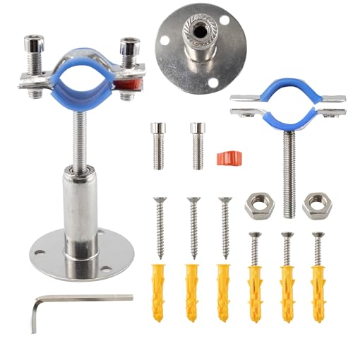bociloy 304 Stainless Steel Wall Mount Ceiling Mount Pipe Supports, Adjustable Pipe clamp Fixed Support Pipe Strap Bracket for 3/4inch (24-28mm ) Diameter Tubes, Adjustable Height 50-100mm, 2PCS - Thumbnail 3