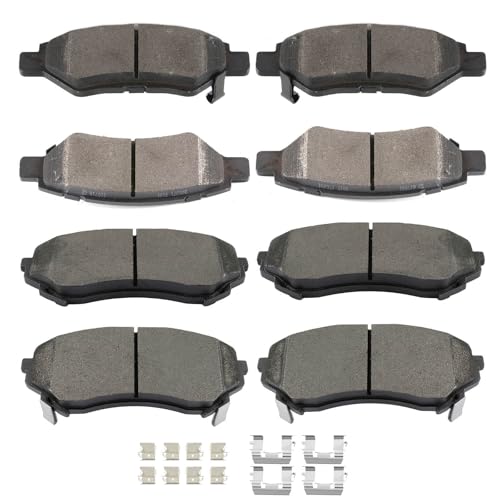 Image of SCITOO D1337 D1331 Front Metal Rear Semi-Metal Brake Pads Sets w /Hardware Replacement For Cadillac For CTS 2008-2014