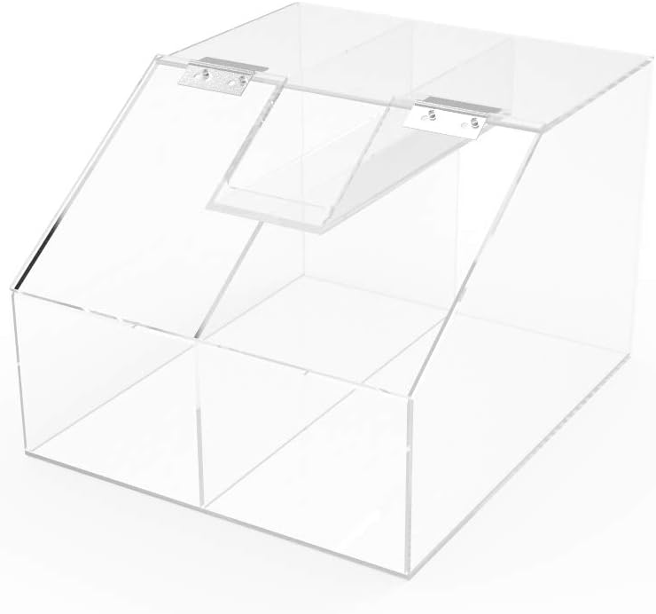 FixtureDisplays Returne Unit. 2.5 Gallon Acrylic Candy Bin, 2 Compartments, Scoop Holder 10" W X 8" H X 12" D RTN-19491-NPF