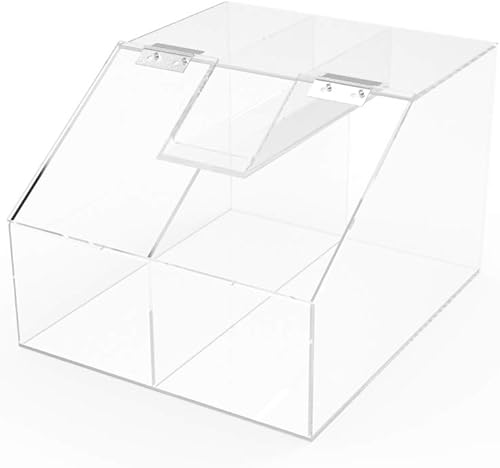 Miniatura 2 de FixtureDisplays 19491 - Papelera acrílica para caramelos, 2 compartimentos, soporte para cucharada de 10.0in de ancho x 8.0in de alto x 12.0in de