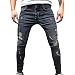Jeans Uomo Strappato Pantaloni Strappati Dritto Pantaloni Cotone Hole Denim Jeans angosciato Auumn Men's Men's Pantaloni Grembiule Cucina Jeans