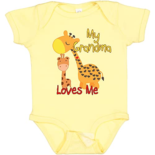 inktastic My Grandma Loves Me Giraffe Baby Bodysuit