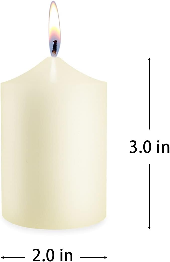 12 Pack Ivory 2x3 Inch Pillar Candles, 22 Hours Unscented Column Candles, Dripless Smokeless Unscented Candles for Home Weddings Restaurant Spa Church and Emergency : Home & Kitchen
