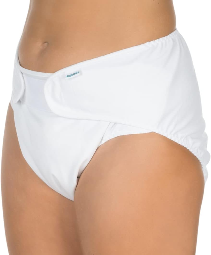 SUPRIMA1276 White Unisex Washable Incontinence Nappy with Velcro Fastening (X-Large to XXX-Large)