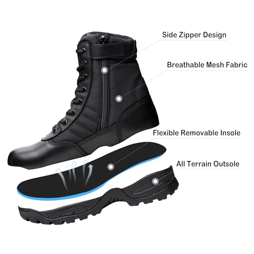 Wideway Men'S Military Tactical Combat Boots Side Zipper Work Motorcycle Boots 8 Inch thumb #1