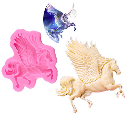 Pegasus Fondant Molds, 3D Unicorn Horse Silicone Molds with Wings Chocolate Mould for Cake Decorating Cupcake Toppers