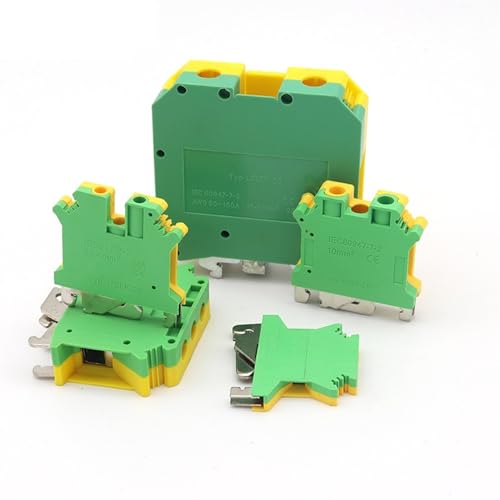 Conectores eléctricos de tierra para carril DIN, kit de 10 bornes tipo tornillo 22-2 AWG 6