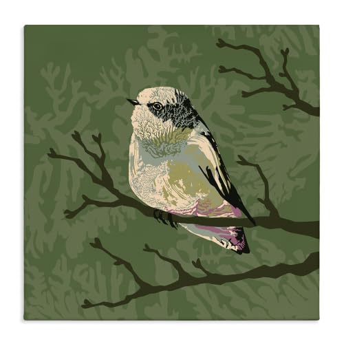 Bird on Tree Branch Wildlife, 24 x 24 Inch Canvas Wall Art