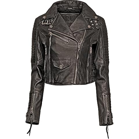 trueprodigy Chaqueta De Cuero Mujer Retro Vintage Rock Cover