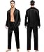 SWOMOG Pajamas Sets Silk Long Sleeve Sleepwear Soft Button Down Loungewear Pjs Set Black