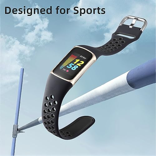 CeMiKa Correas Silicona Compatible con Correa Fitbit Charge 5/Correa Fitbit Charge 6, Bandas Ajustable Impermeable Deportivas Suaves Transpirables para Correa Charge 5/Charge 6, Pequeño Ggrande - imagen 3