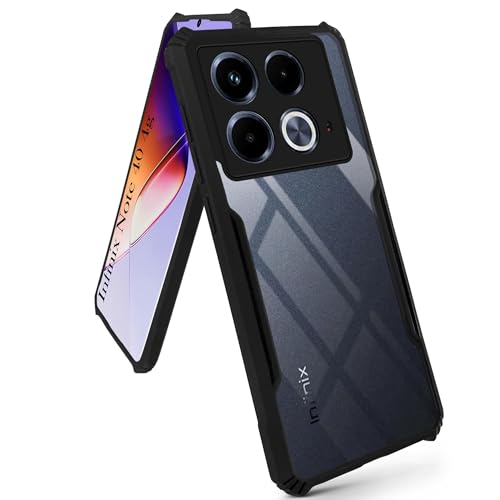 Image of Jkobi Back Case Cover for Infinix Note 40 (Polycarbonate with Shockproof Clear Panel | Crystal Glass Back | Camera Protection | Black)