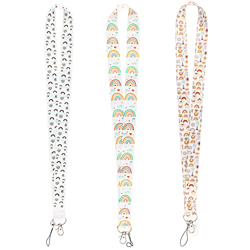 Juanooo Aesthetic Boho Rainbow Lanyard With Horizontal Transparent Id Card Badge Holder Cute Lanyard For Teacher Girl Women #TOP1