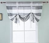 ZebraSmile Lifable Semi Sheer Window Curtain Cute Bowknot Tie Up Roman Curtain Rod Pocket Semi Sheer