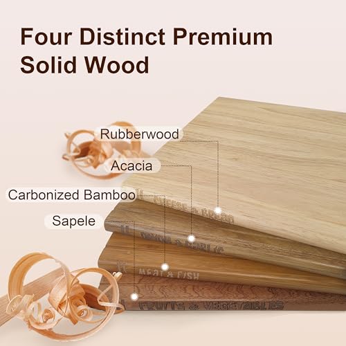 Juego de 4 Tablas de Cortar de Madera Sólida con Soporte Magnético miniatura 4