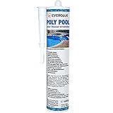 Everglue Poly Pool 1K MS-Polymer Montagekleber zum Kleben und Abdichten, unter Wasser einsetzbar, ohne Silikon, UV-beständig, bleibt dauerelastisch, Farbe: Weiß, 440g Kartusche