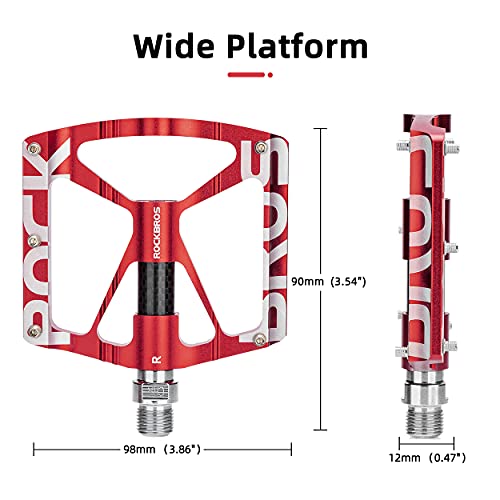 Rockbros Mountain Bike Pedals Mtb Pedals Non-Slip Lightweight Aluminum Alloy Bicycle Pedals Sealed Bearings Bicycle Platform Pedals 9/16" Bmx Road Bike Pedal #TOP2