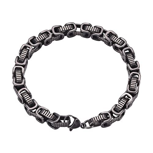 Image of Gift for Men Bracelet Charms, Stainless Steel Men's Bracelet Retro Byzantine Wrist Chain with Lobster Clasp, Stainless Steel, Without zirconia