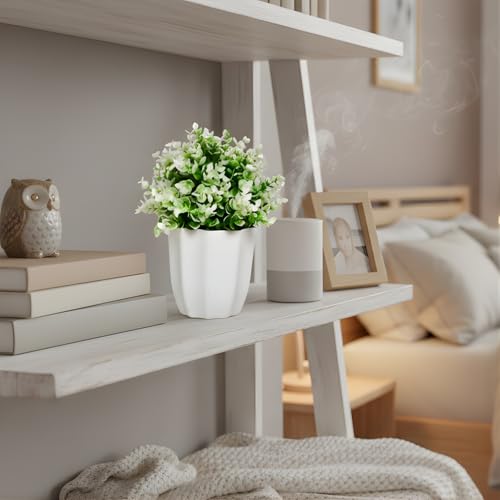 Image of fancymart Artificial Plant Hackleberry White Bunch in Pot - 22 cm Height, Perfect for Tabletop Decoration | Ideal for Home & Office Decor