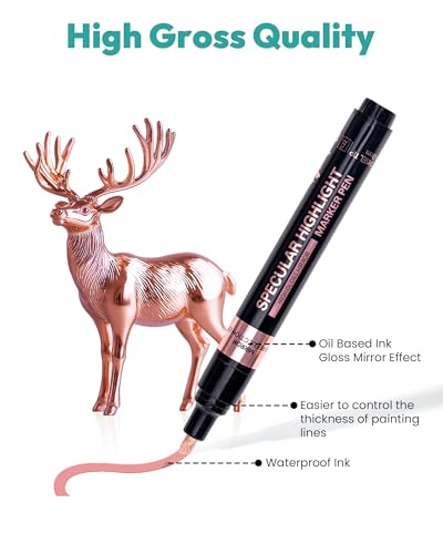 Image of Resiners Metallic Markers, Chrome Paint Marker for Metal Model, Glass Coloring, Stroke, Painting, DIY Craft, Reflective Gloss, 2-5 mm Larger Application Area, Epoxy Resin Tools (6 Colors)