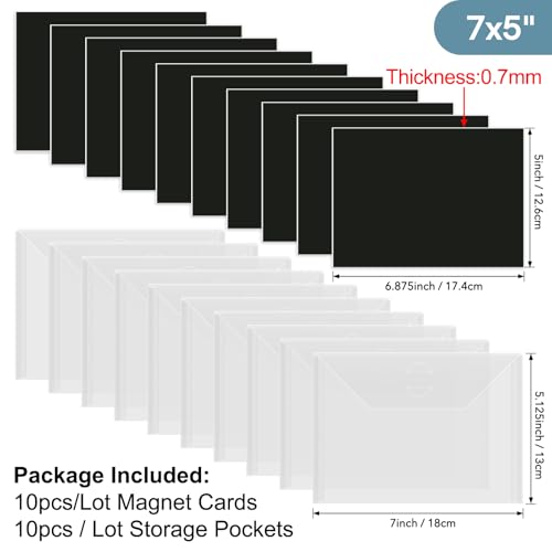 Image of 20PCS Dies & Stamps Storage Pockets and Magnet Sheets,0.7mm Thickness Magnetic Sheets for Dies Storage,7X5inch Craft Die Storage Envelopes,Magnetic Die Storage, Stamp and Die Storage Pockets