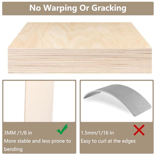 ZOFUN 10 x A3 Sperrholz 5mm Sperrholzplatte 5mm, Holzplatten zum Basteln, Pappelsperrholz Holz Platten, Holzplatt für DIY Holzarbeiten, Brandmalerei, Modellbau, Geschenke, Deko, Gemälde -420x300*5mm