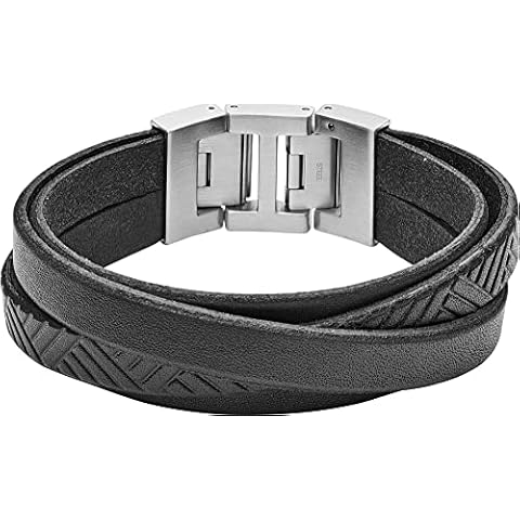 Fossil Herren-Wickelarmband Leder schwarz, JF04343040 Cover