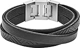 Verschluss: Faltschließe Fossil Armband Für Männer, Länge: 205mm, Breite: 20.2mm Schwarzes Lederarmband, JF04343040
