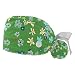 Green Small Flower 2 Pieces Unisex Working Caps with Buttons Adjustable Bouffant Hats Tie Back Caps