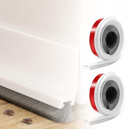 Lot de 2 Bas de Porte Isolant,100 × 3 cm Bas de Porte Anti Courant d'air,pour Protéger des Insectes et de La Poussière,Brosse de Porte Auto-adhésifs pour Chambre à Coucher, Cuisine, Salle de Bain