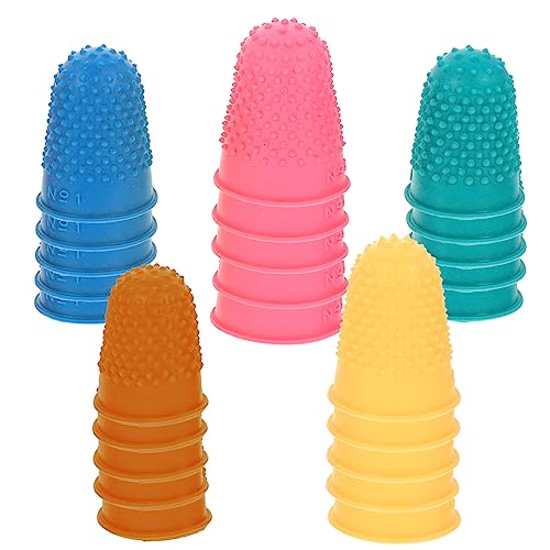 NUOBESTY Elastic 25pcs Non-Slip Fingertip Protectors Cut Resistant for Nail Polish Guards Portable Sleeves Tool Safety Random Color