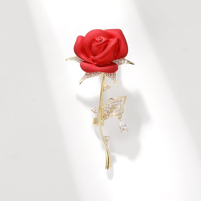 Image of Red Rose Flower Brooches and Pins for Women Costume Jewelry Brooch Pins Broches Jewelry for Women Elegant Lady Pin