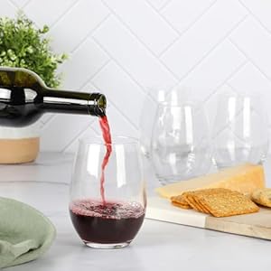 Martha Stewart Farrow 18 OZ Large Stemless Multipurpose Wine Glasses Set For Red or White Wine Set of 4