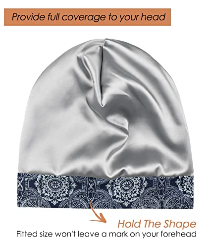 Image of Satin Lined Sleep Slouchy Cap Curly Girl Slap Headwear Gifts For Frizzy Hair Women