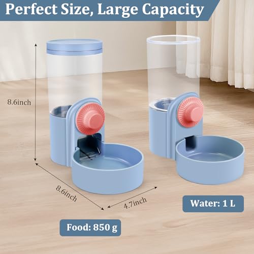 Pet Feeder Waterer Hanging Dog Cat Food Water Dispenser, Automatic Gravity Feeder Waterer Set for Cage Pets, Travel Food Water Bowl Rabbit Feeder for Ferret Small and Medium Animals, Purple - Thumbnail 6