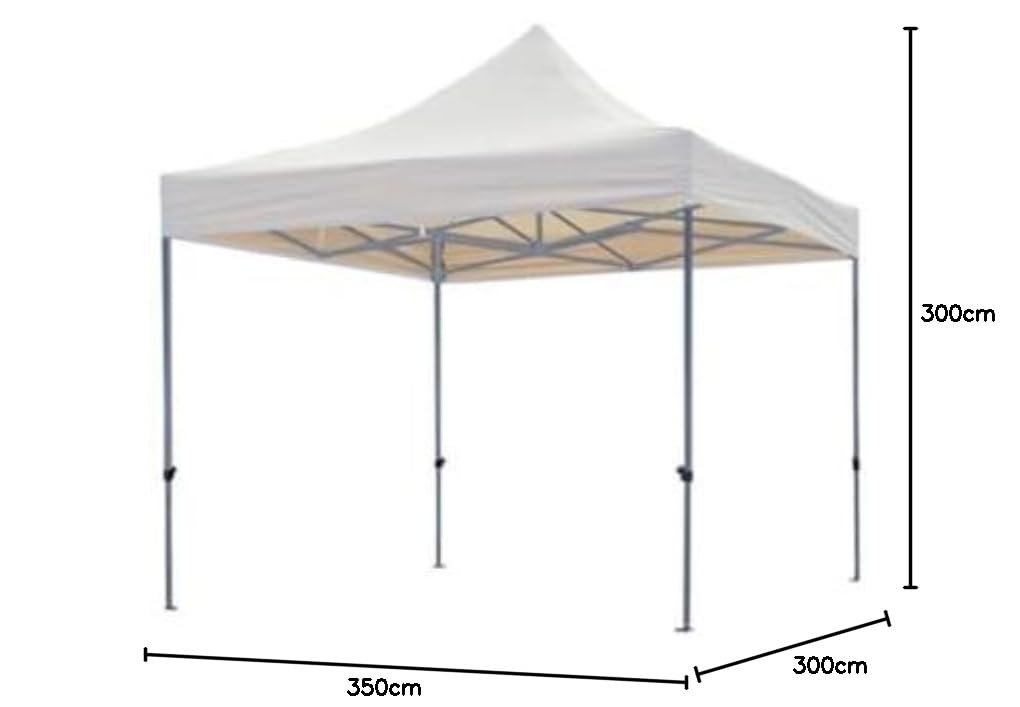 PEREL - GZB5PRO Carpa de jardín profesional, 3 m de ancho x 3 m de largo, color blanco 166272
