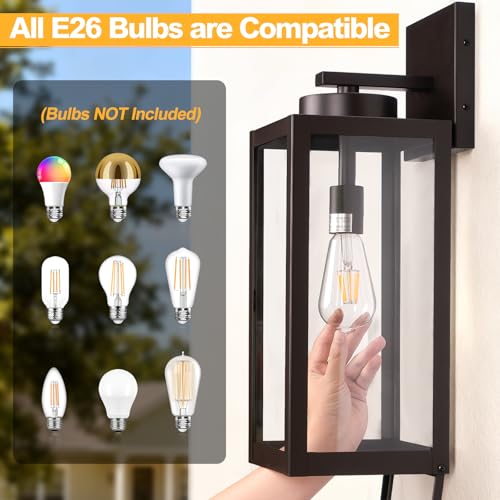 Image of 20 inch Oil Rubbed Bronze Large Outdoor Wall Lights with Closed Bottom | Waterproof Coach Lamp, Anti-Rust Exterior Lighting Fixtures Modern Outdoor Porch Light for House Patio Garage, E26, 2-Pack