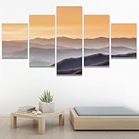 SIGNWIN 5 Panel Canvas Wall Art Orange Sunset for Home Decorations Ready to Hang - 60