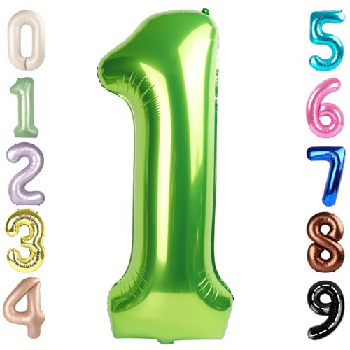 Image of Number 1 Balloons, 40In Green Balloons for Party Birthday Decorations | Eye-catching Appearance, Perfect Decorative Centerpieces, Convenient Self-sealing Structure, Widely for Various Occasions