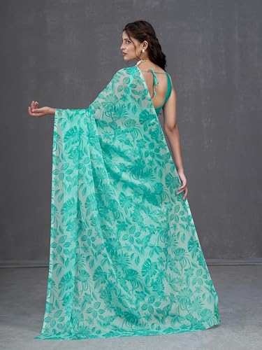 Image of Garden Vareli Nara Chiffon All-Over Floral Print Saree With Blouse Piece