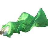 France Wispun 1.8m Long Belly Dance Bamboo Fans Veils 8 Colors Right Hand (Green)