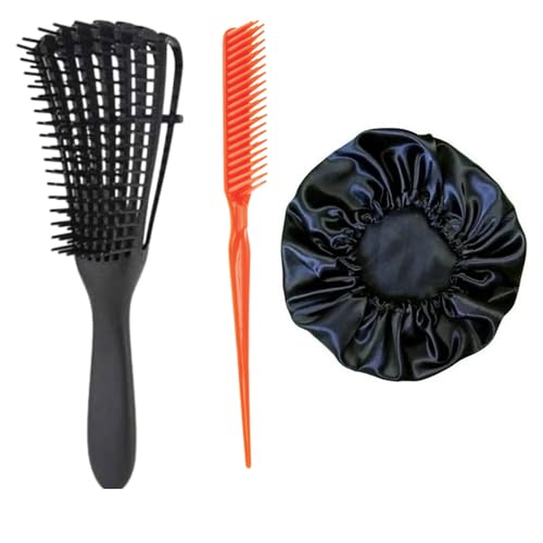 Kit Escova Cabelo Polvo Para Cabelos Crespos Cacheados Anti Quebra e Desembaraçadora + Pente Escova