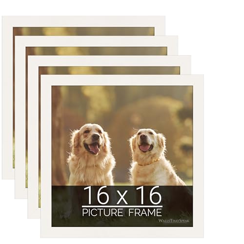 WallsThatSpeak 16x16 Set of 4 White Picture Frames, Home Wall Decor for Art