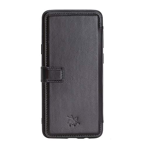 Venito Verona Leather Slim Wallet Case Compatible With Samsung Galaxy S9 Plus - Snap On Flip Back Cover - Rfid Protection - Rustic Black #TOP3