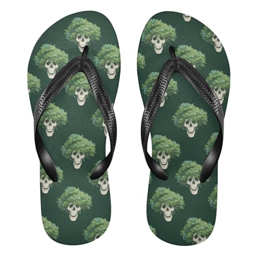 Skull Plant Green Flip Flop Beach Summer Casual Sandal for Women & Men Shower Shoes 2301754