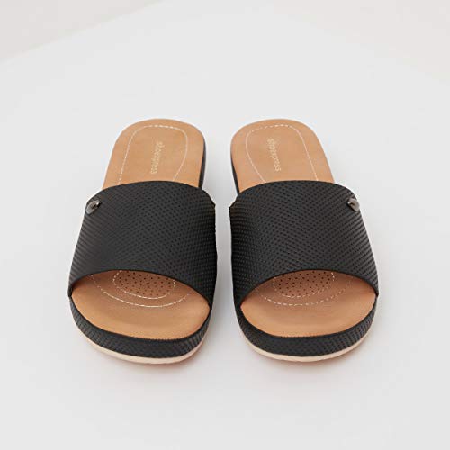 Image of shoexpress Women's Textured Slip-on Sandals with Platform Heels