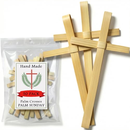 CiikDux Hand Made Palm Crosses - Pack of 50, 6.7" Tall (Medium)