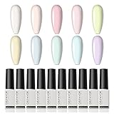 GELFAVOR Esmalte de Uñas Color Pastel Rosa Pastel Amarillo Azul Púrpura Macaron Color Verano Colores Esmaltes Semipermanentes de Uñas UV Pintauñas Semipermanentes Gel para Manicura 10 Colores