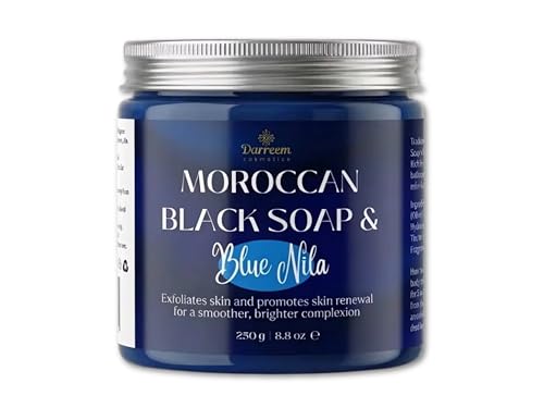 Moroccan Black Soap With Blue Nila Natural Exfoliating Beldi Soap Brightening & Purifying Exfoliator for Hammam Home Spa Deep Cleanser for Body